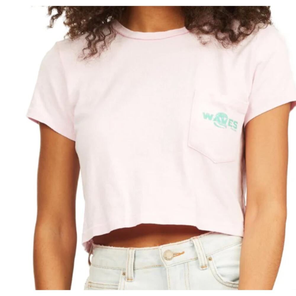 Billabong Women Pale PinkGone Coastal Crop Top T-Shirt MEDIUM SOLD OUT msrp $39